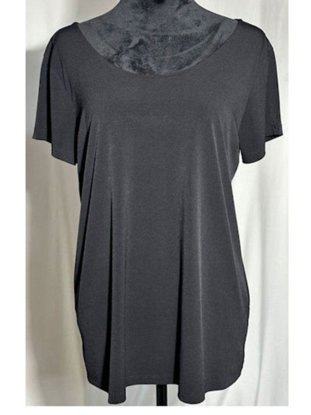 Susan Graver Black Blouse, Button Back, Medium